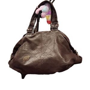Betsy Johnson Vintage Large Shoulder Bag Chocolate brown leather EUC